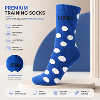Chaussettes de sport athlétiques respirantes en maille jacquard à pois avec étiquette, en coton anti-humidité, soutien de la voûte plantaire, durables