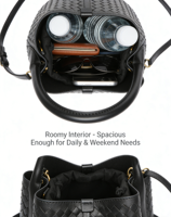 Ensemble de sacs seau en cuir de luxe, imperméables, sac à main de créateur pour femme avec pochette à cordon, tendance, logo personnalisé, sac fourre-tout mode