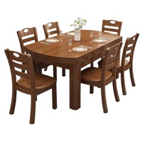 Ensemble Table et Chaises de Salle à Manger en Bois Massif, Carrée, Extensible et Pliante, avec 6 Chaises, Nouveau Design