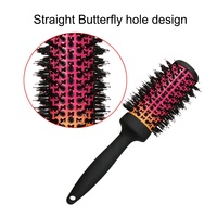 Brosse à cheveux professionnelle à poignée en plastique, brosse thermique ronde en céramique à couleur changeante
