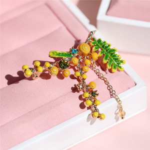 Liquidação: Broche de Planta em Liga com Strass, Esmalte e Cristal, Banhado a Ouro 18K, para Festa, Casamento, Casacos Femininos e Infantis - Product Image 1