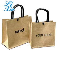 Logo personnalisé Sac fourre-tout en lin Sac cadeau de faction personnalisé Sac à provisions de luxe en jute