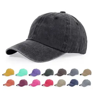 Hoge Vintage Katoen Gewassen Distressed Gorras Hoeden Twill Effen Sport Baseball Caps Verstelbare Papa Hoed