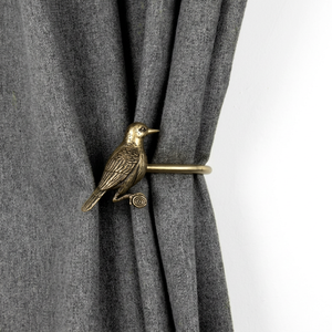 Attache-rideau en métal antique en forme d'oiseau, style traditionnel, quincaillerie décorative pour fenêtre - Product Image 1