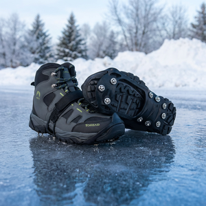 Shoe Ice Snow Grips,Ice Cleats For Shoes And Boots,Non-Slip Shoe Cover Ice Snow Grippers 5 10 Steel Studs Shoe Boot Traction Cleat Rubber Spikes Mountaineeri