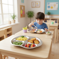Assiettes à dîner divisées en acier inoxydable 304 de qualité alimentaire pour restaurants et hôtels, plateaux à aliments séparés, résistants aux chutes et personnalisables