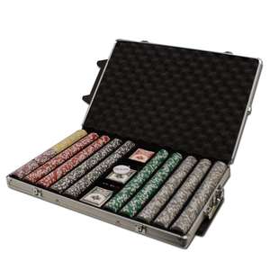 1000 jetons de poker de casino Ace avec boîtier en aluminium roulant durable avec plateau inclus - Product Image 5