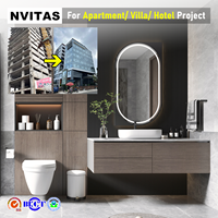 Ensembles de meubles de salle de bain modernes NVITAS en MDF à fixation murale, écologiques et durables, avec vasque intégrée pour hôtels, appartements et villas