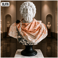Buste de Zeus en marbre classique multi-tonalités, sculpté à la main, couleurs mélangées, statue de Jupiter, dieu grec, pour hall de luxe