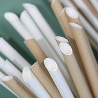 Pailles en papier kraft blanc personnalisées de 12 mm, biodégradables, Pajitas, Paille En Papier, pailles colorées pour les boissons au thé à bulles