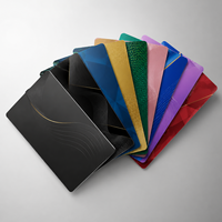 Cartes de visite en métal électroplaqué économiques, surface mate de 0,8 mm, gravure au laser personnalisée, détails de la marque, logo