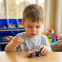 Kit de Pintura de Coche de Madera sin Acabado para Niños, Juguete Creativo de Manualidades, Set de Vehículos para Pintar, Juguete Educativo Montessori, OEM ODM
