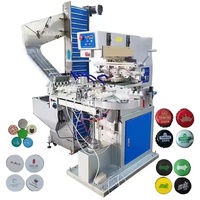 Nouvelle machine de tampographie entièrement automatique 4 couleurs pour bouchons de bouteilles avec sécheur, traitement à la flamme et système de registration précis à grande vitesse