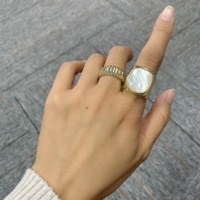 Daidan – bagues épaisses gravées gratuitement pour femmes, bague en argent Sterling 925, coquille de nacre, bijoux de mode