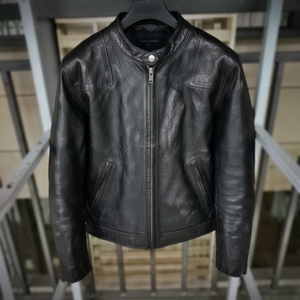 Chaqueta Corta Ajustada de Cuero Natural para Hombre, Chaqueta de Lona Negra Vintage para Motocicleta, Talla Grande 4XL - Product Image 1