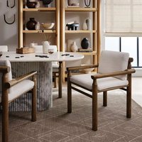 Fauteuil en bois de frêne massif naturel, mobilier de restaurant d'hôtel de luxe nordique, chaise de salle à manger en tissu pour salle à manger
