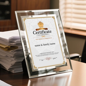 Cadres de certificats d'honneur en verre, <span class=keywords><strong>cadre</strong></span> <span class=keywords><strong>photo</strong></span> en verre <span class=keywords><strong>argenté</strong></span> personnalisé A4, porte-documents en verre pour récompenses et diplômes - Product Image 3