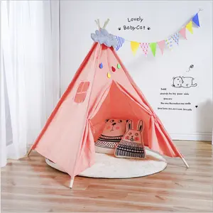 2023 Hete Verkoop Kinderen Spelen Tent Indoor Tipi Katoen Canvas Speelhuis Outdoor Camping