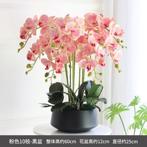 Venta al por mayor de alta calidad decoración del hogar jarrón planta de seda <span class=keywords><strong>blanca</strong></span> en maceta flores artificiales Phalaenopsis orquídea púrpura con maceta - Product Image 3