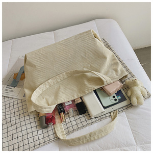 Sac fourre-tout simple rétro en velours côtelé à une épaule <span class=keywords><strong>de</strong></span> grande capacité personnalisé - Product Image 2