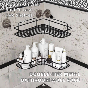 Estante de Almacenamiento de Baño de Acero Inoxidable Triangular de Dos Niveles, Moderno y Duradero, Estantes de Pared para Estaciones de Lavado - Product Image 2