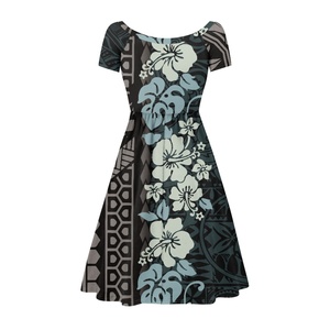 Vendite calde isola del Pacifico abito personalizzato Samoa polinesiano floreale stile Midi Casual girocollo festa taglie forti abito di <span class=keywords><strong>abbigliamento</strong></span> femminile - Product Image 3