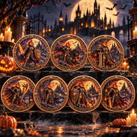 Pièce de monnaie d'imitation en cuivre pur 999 de 1 oz, électroplaquée, série Halloween, Citrouille Chevalier, en relief 3D, couleur UV, artisanat métallique