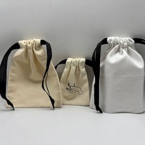Eco Canvas Printed Cotton Linen Draw <b>String</b> <b>Bags</b> Packaging Custom Logo Drawstring <b>Bag</b> - Product Image 2