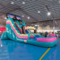 Parc aquatique amusant, château gonflable commercial en PVC, toboggan aquatique sec et humide gonflable pour la location de fêtes
