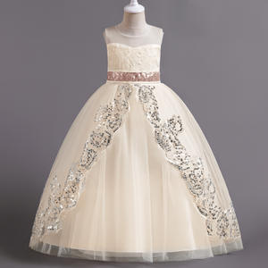 Gaun panjang pengiring pengantin putri anak perempuan gaun pesta dansa Prom panjang anak-anak gaun renda pita pesta ulang tahun pernikahan Vestidos Natal - Product Image 4