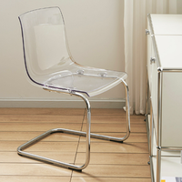 Chaise d'Appoint Empilable en Acrylique Moderne Bjflamingo Chaise à Dossier Transparent Chaise de Salle à Manger en PC
