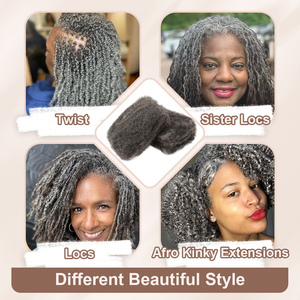 Originea Afro crespo di <span class=keywords><strong>capelli</strong></span> umani alla rinfusa fasci di <span class=keywords><strong>sale</strong></span> e pepe 4c crespi ricci per Dreadlocks, Loc readlocks, intrecciare i <span class=keywords><strong>capelli</strong></span> 50 grammo - Product Image 4