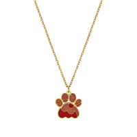Collier chaîne clavicule en acier inoxydable avec pendentif patte de chat mignon et design, motif empreinte animale, finition goutte d'huile, cadeau unisexe