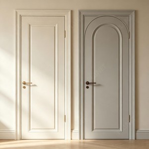 Maßgefertigte Creme-Einbaupaneel-Innentür im Französischen Stil, Holz-Innentür für Wohnräume, Schlafzimmer und Apartments - Product Image 1