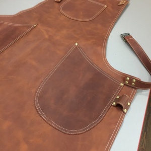 Tablier en cuir véritable à bretelles, vêtement industriel étanche à l'huile, avec poches d'outils pour tous Types de travail, sangle réglable - Product Image 3