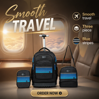Tas Ransel Trolley Beroda Anti Air Bahan Polyester untuk Sekolah dan Perjalanan Desain Kartun Modis