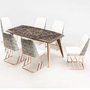 Table à manger rectangulaire moderne pliable en marbre avec pieds en métal, modèle Concord 6 places - Product Image 6