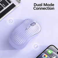 Ratón Inalámbrico Bluetooth para Portátil, Diseño Ergonómico, Silencioso, con Receptor USB-A Bluetooth 5.0 y 2.4G