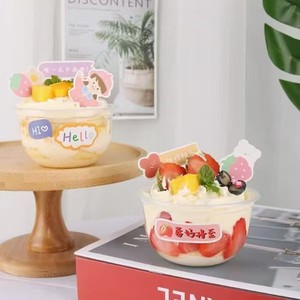 Gobelets à mousse pour cupcakes à usage unique avec couvercles, yaourt, pudding, crème double peau Saint, crème glacée transparente, plastique - Product Image 2