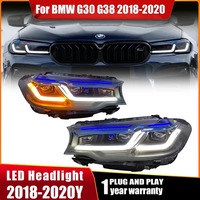 Phares améliorés G30 G38 pour BMW Série 5 2018-2020 525i 530i à M5 Thunder Head Lamp DRL Dual Blue Eyebrow LED Front Lights