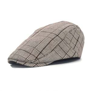 Nouvelle Casquette Gavroche Unisexe Style Européen et Américain en Tissu à Carreaux avec Coutures et Dessus Plat - Product Image 2