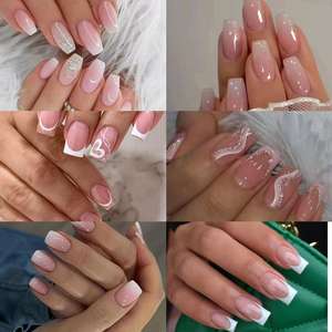 Faux ongles en acrylique ABS à presser, forme cercueil moyenne, couleur nude personnalisée, haute qualité, vente chaude, fournisseurs - Product Image 2