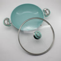 Poêle à frire en aluminium de 28cm avec couvercle en verre revêtement céramique antiadhésif poignée binaurale en bakélite