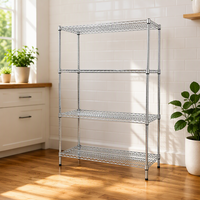 Étagère de rangement en fil métallique chromé à 5 niveaux réglables en hauteur, en acier au carbone, pour cuisine, salle de bain et salon