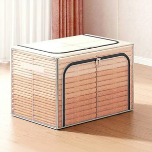Caja de almacenamiento de acero inoxidable con tapa con cremallera, diseño minimalista moderno para dormitorio, muebles para el hogar, gran capacidad, duradera - Product Image 1