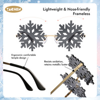 Lunettes de soleil flocon de neige YACHEN – Cadeau promotionnel pour fête de Noël, lunettes fantaisie sans monture pour les fêtes d'hiver