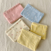 Dompet Mini Bordir Kustom Grosir dari Kain Corduroy dengan Ritsleting Motif Bunga, Tas Penyimpanan, Logo Merek Nama Kustom, Dompet Koin Portabel OEM ODM