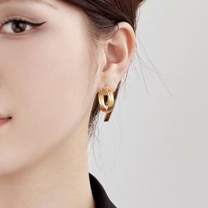 Dylam New Arrival <b>Fine</b> Fashion Accessories Jewelry Women S925 Silver 18K Gold Plated Twisted Line <b>Stud</b> <b>Earrings</b> - Product Image 2