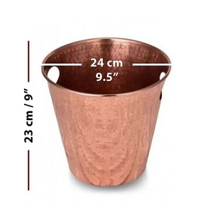 Cubo de Hielo Hecho a Mano para Celebraciones, Bodas, Cobre Martillado a Mano, Aspecto Antiguo, 24 cm - 9.4 Pulgadas, Diseño Vintage y Auténtico - Product Image 6