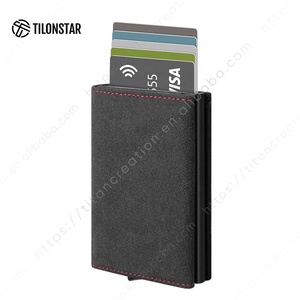 TILONSTAR TVC203a High Quality RFID Credit <b>Card</b> Case Trifold Leather <b>Card</b> Holder <b>Wallet</b> With Banknote Compartment & ID Window - Product Image 5